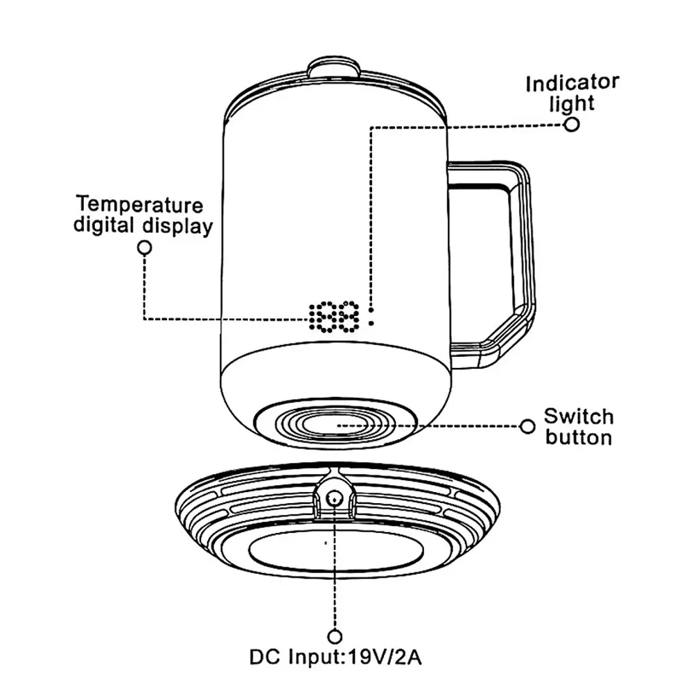 Damewarmer Temperature Control Mug, Thermostat Coffee Mug